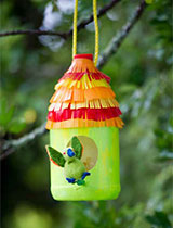 Make a birdhouse from plastic containers