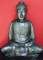 Create a metallic Buddha statue 