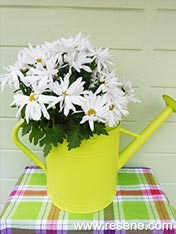 turn a watering can into a plant holder