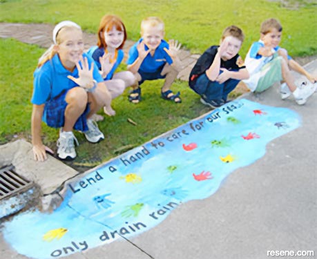 Decorate stormwater drains to remind people the drains are only for rain