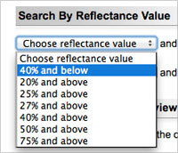 Search online for reflectance values