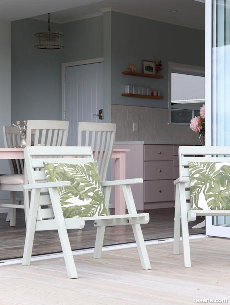 Deckchairs painted in pastel hues