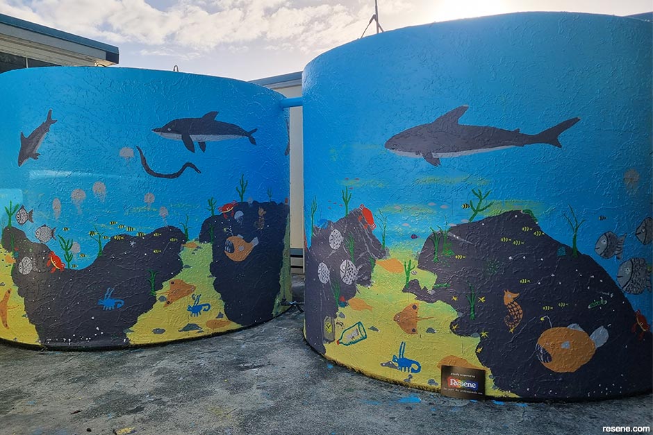 Matakohe School mural - Under the sea in the Kaipara themed