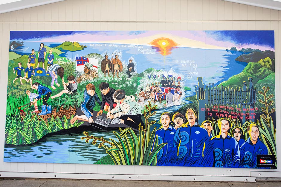 Riverview School mural - Heartwise values and local connections