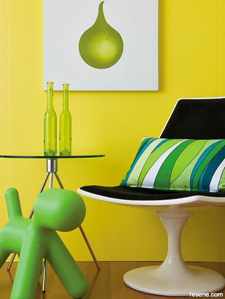 A green and yellow lounge