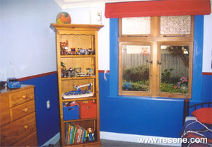 The trim around the centre of the room was painted in Resene Bright Red