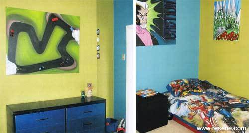 Boys bedroom in contrasting colours