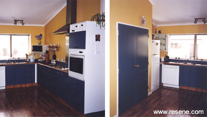 Bright yellow and blue for your kitchen