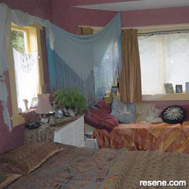 A feminine and Bohemian bedroom