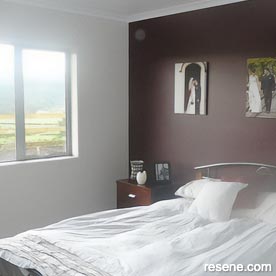 Brown and white master bedroom