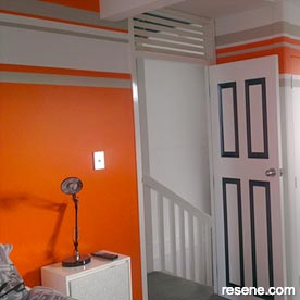 Orange and white bedroom