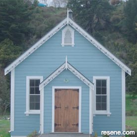Blue church exterior