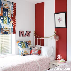 Red and white stripes in child's room