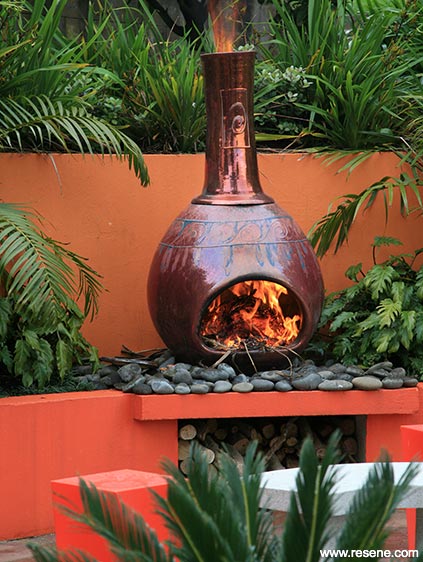 Outdoor chiminea fireplace