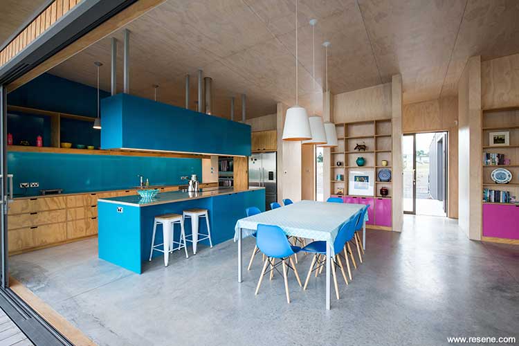 Bold blue kitchen