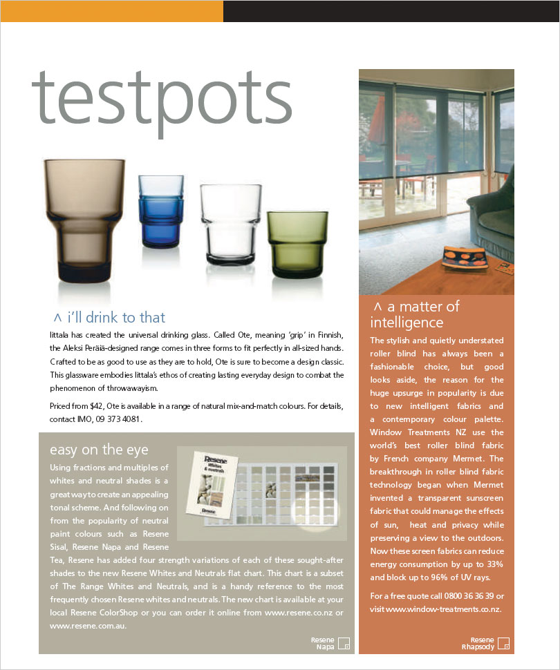 Testpots - Habitat magazine stories