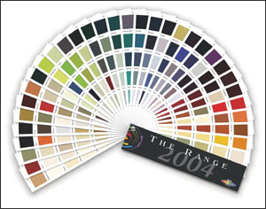 The Range 2004 fan deck presents 160 Resene colours, reflecting the latest decorating trends in New Zealand and overseas.
