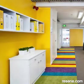 Vibrant Resene colours for a busy office hub