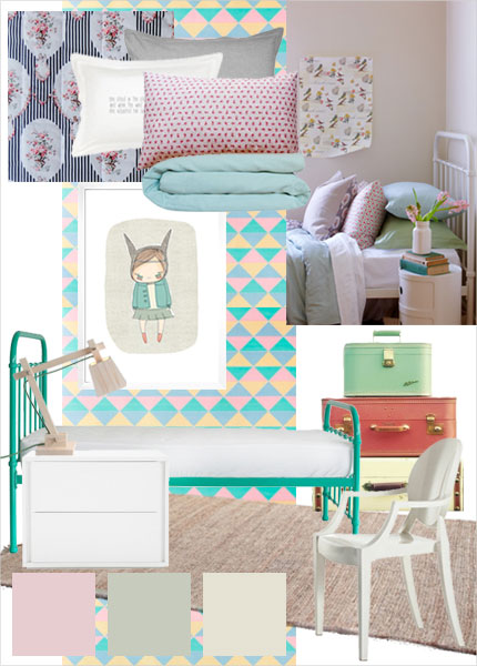 Sylvie - a selection of soft mint green colour and accent prints bed linen