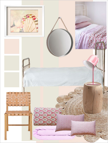 The bedroom collection for girls characterized by the dominance of pink and its related hues.