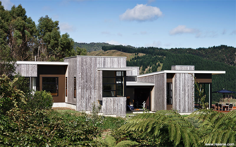 Exterior of the home with Macrocarpa cladding