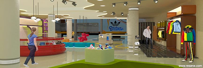 Adidas store interior rendering