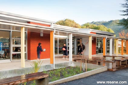 Fergusson Intermediate School - Orange and white exterior