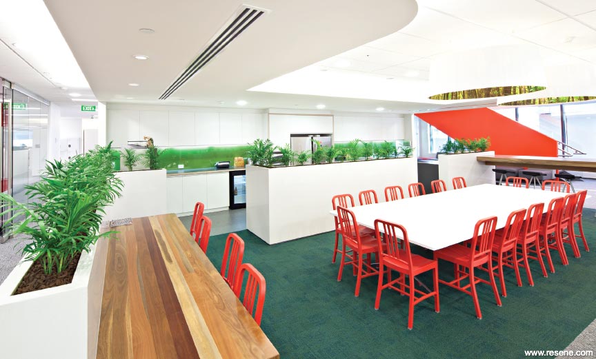 Red and white lunch room