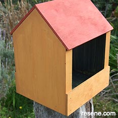 Wooden bird feeder using Resene Testpots