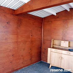 Stain a plywood interior wall