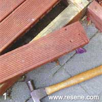 Step 1 DIY clean up of a tired deck and replacing a damaged decking plank