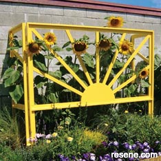 A striking art deco style sunflower frame