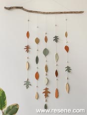 Make a leaf inspired wall hanging in autumn colours from clay