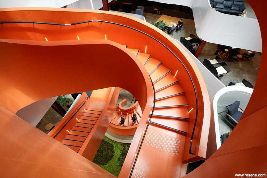 B:HIve's vibrant spiral staircase