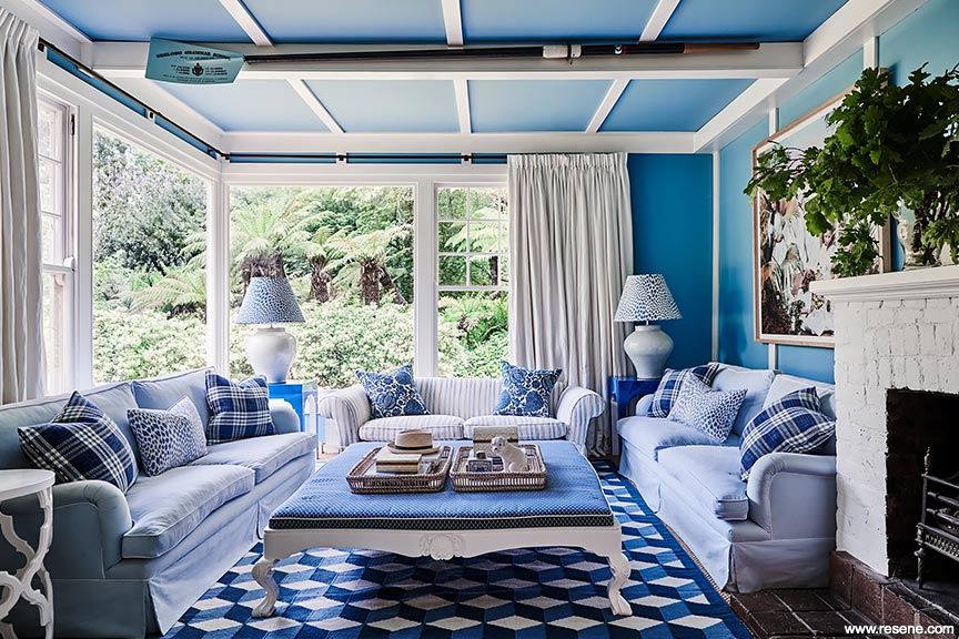 Blue and white character lounge
