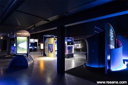 Dark interior exhibition space