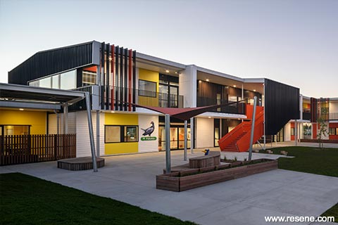 Te Uho O Te Nikau Primary School exterior colours