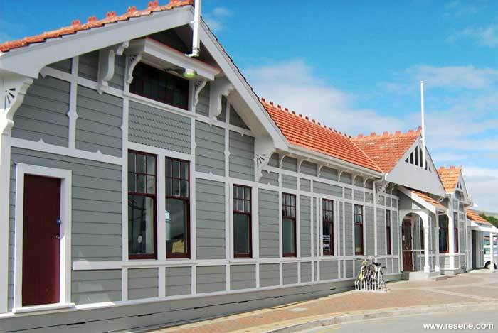 The historic Blenheim Railway Station is repainted with Resene hues