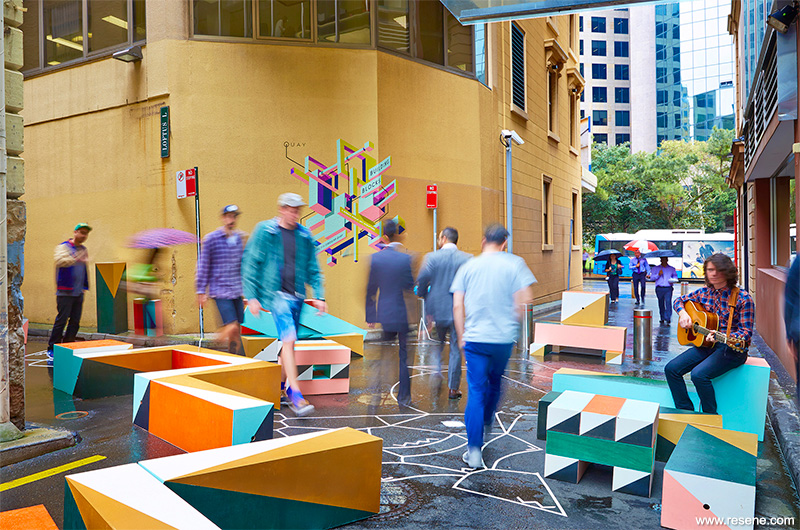 Building Blocks mobile public artwork, Quay Quarter Sydney
