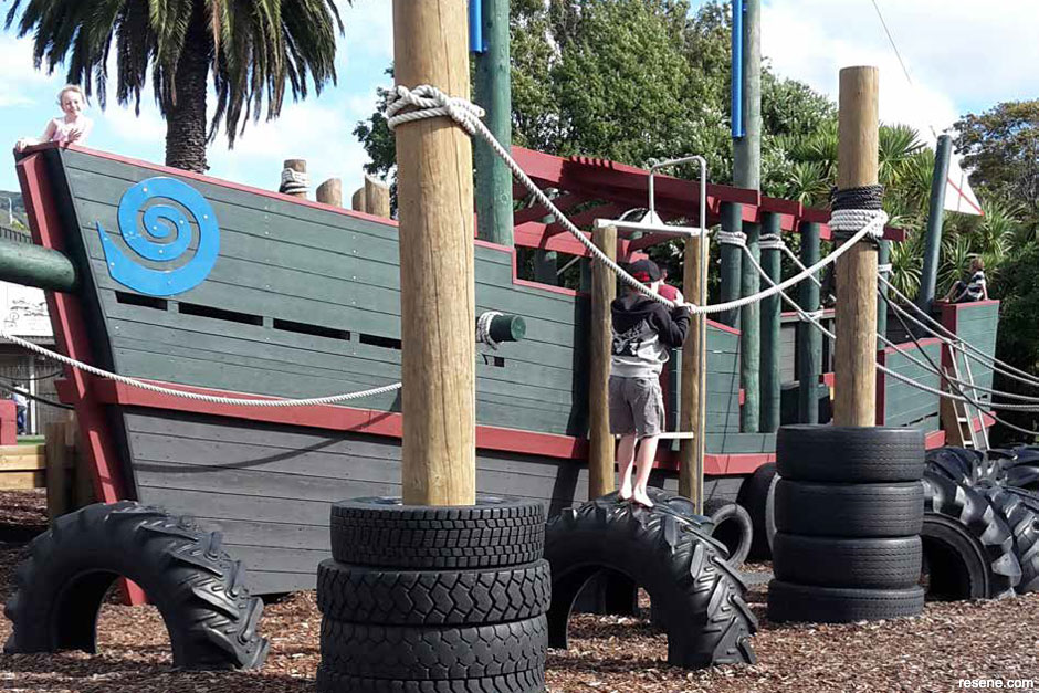Pirate ship playground is fun for all