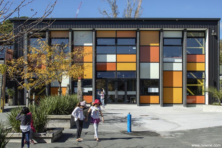 Freemans Bay School - orange exterior
