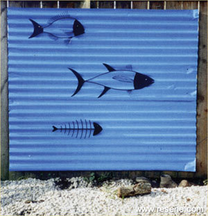 garden screens and artworks painted with Resene Paintstestpots