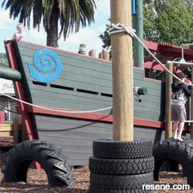 A pirate ship playground on Picton's foreshore
