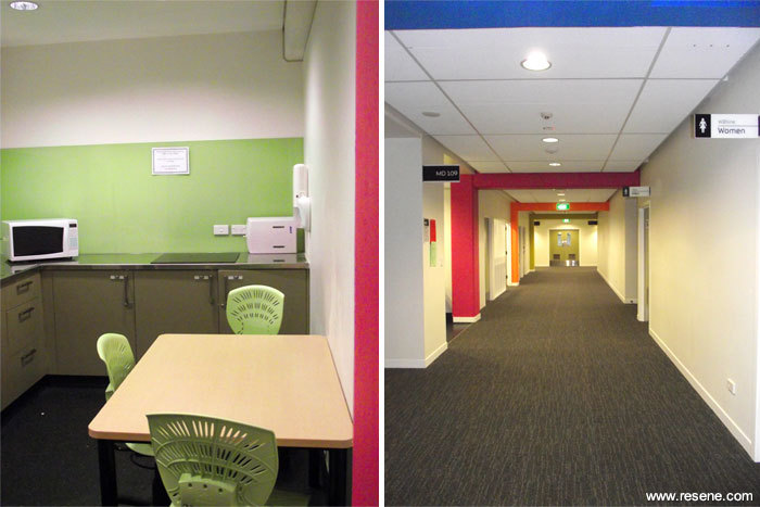 Manukau Campus, AUT, repainted with Resene paint in bright colours