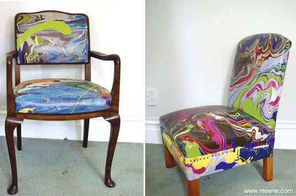 Upholstered with Resene paint skins