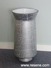 Use Resene Metallic Paint and Crackle Effect to create a metallic vase