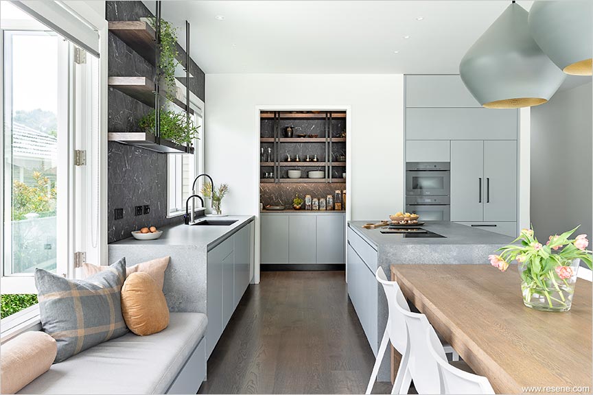 An elegant use of colour is present in this kitchen