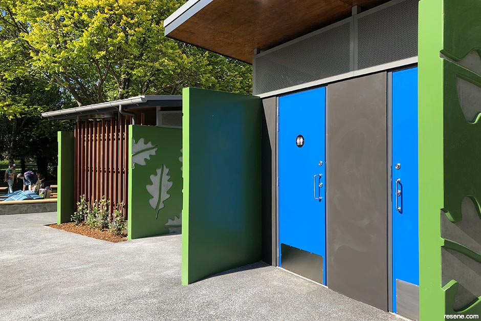Colourful public toilets in Cornwall Park, Hastings