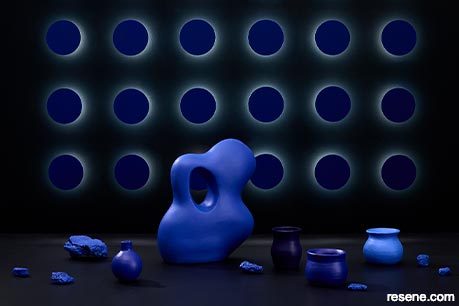 Blue sculpture and artwork