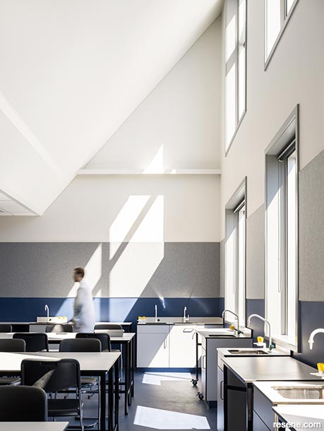 School interior painted in neutral tones